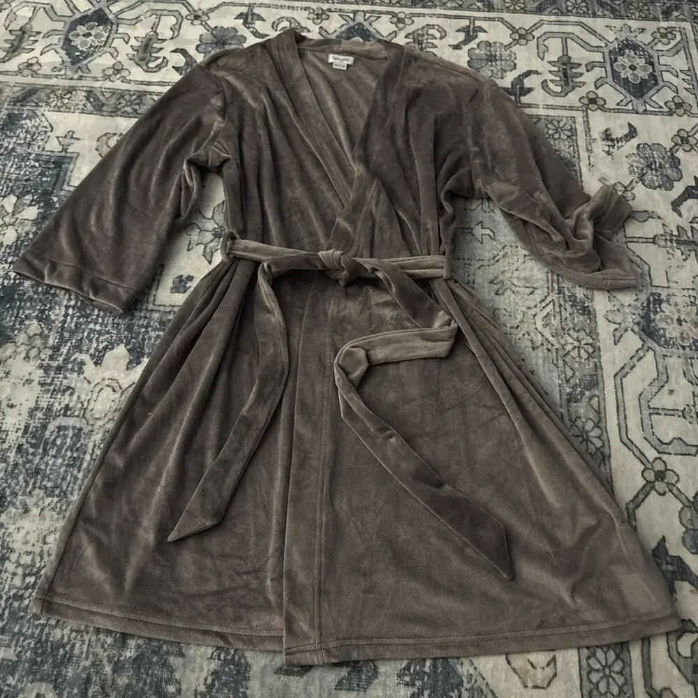 Cozy Splendid Velour Robe Sable Gray Size Large / Extra Large